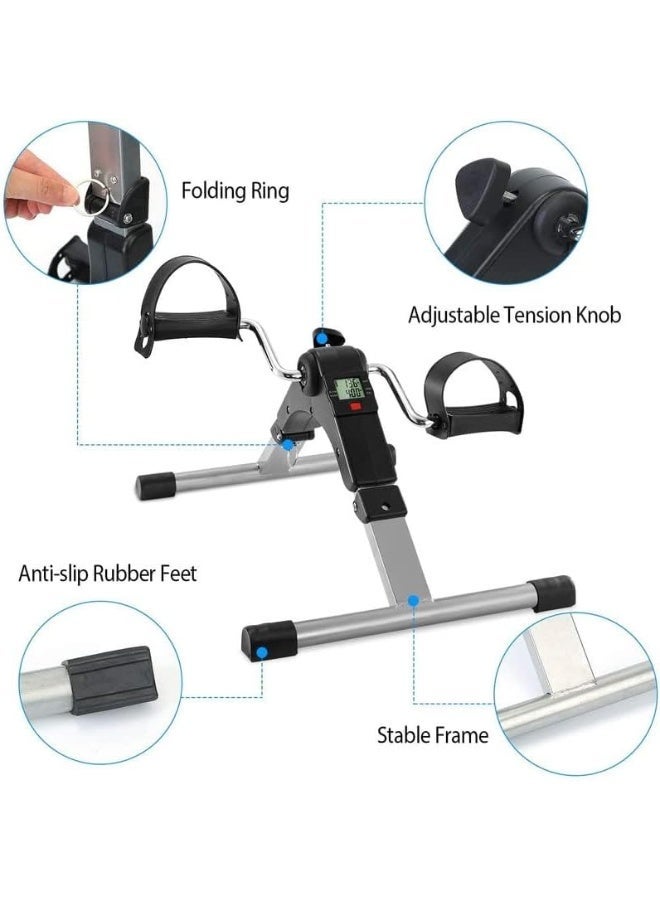 Portable Folding Pedal Exerciser Mini Exercise Bike with LCD Display for Leg and Arm Physical Therapy - Image 3