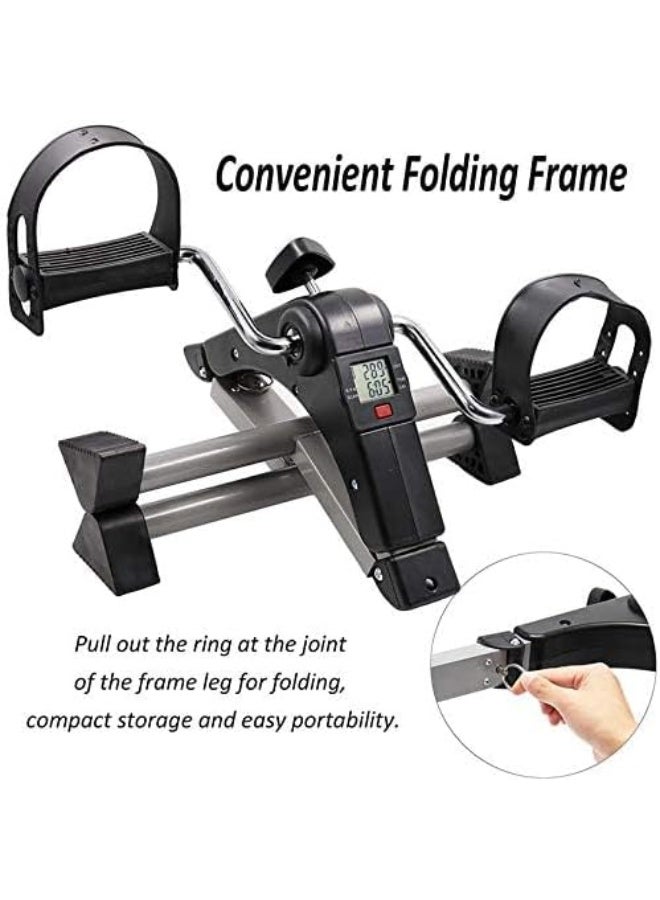 Portable Folding Pedal Exerciser Mini Exercise Bike with LCD Display for Leg and Arm Physical Therapy - Image 4