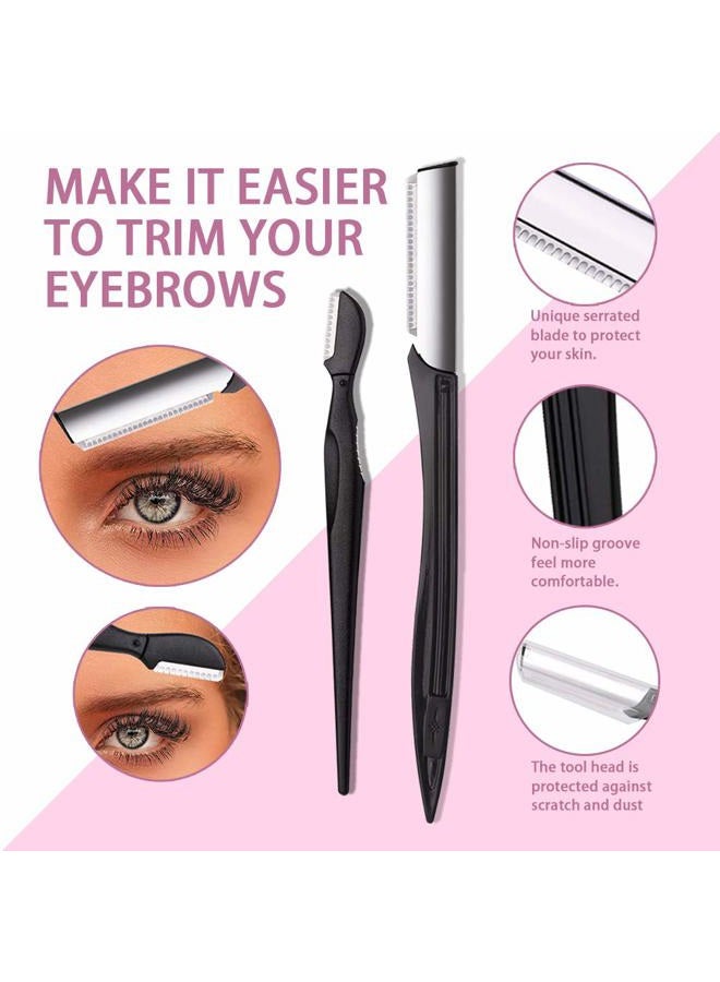 Boyi Eyebrow Kit, 6 in 1 Tweezers for Eyebrows, All-in-one Eyebrow Grooming Set Dermaplaning Tool Eyebrow Razor Brush Scissors Brown Eyebrow Pencil with Storage Pouch (A-Pink) - Image 4