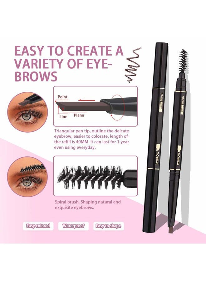 Boyi Eyebrow Kit, 6 in 1 Tweezers for Eyebrows, All-in-one Eyebrow Grooming Set Dermaplaning Tool Eyebrow Razor Brush Scissors Brown Eyebrow Pencil with Storage Pouch (A-Pink) - Image 5