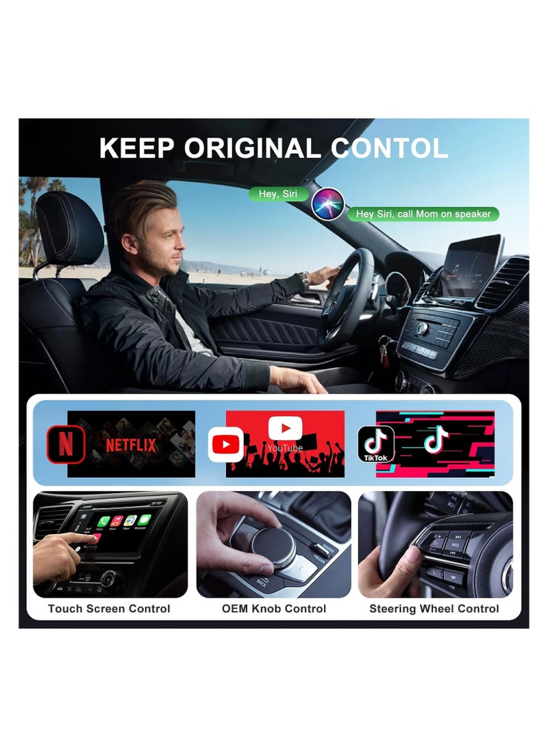 Wireless CarPlay/Android Auto Adapter for Factory Wired Systems, 2024 Upgrade, Plug & Play Dongle for Cars 2015+, iOS 10+, No App Download Required (White) - Image 3