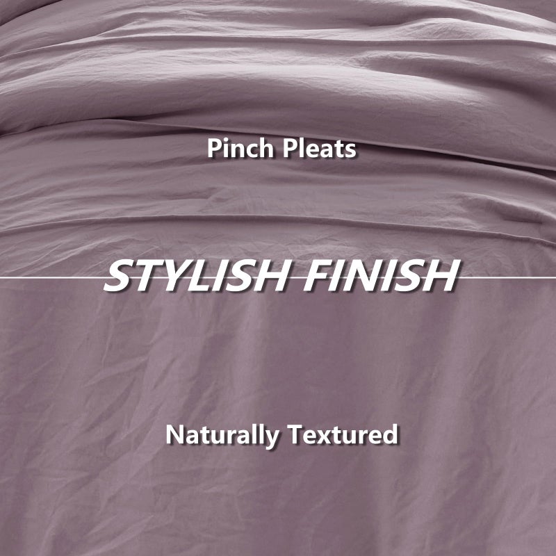 CozyLux Queen Comforter Set Dusty Purple, 7 Pieces Soft Pinch Pleat Bed in a Bag Queen Comforter Set with Sheets, Boho Bed Set with Down Alternative Comforter, Sheets, Pillowcases & Shams - Image 4
