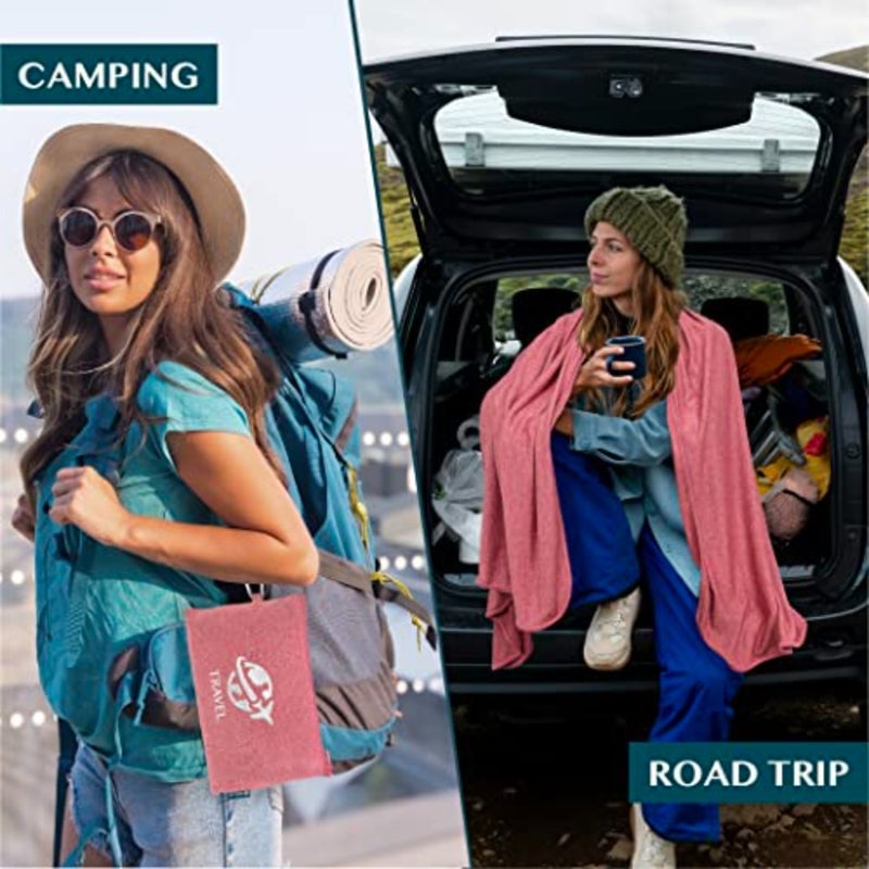 Soft Compact Travel Blanket and Pillow, Foldable Airplane Blanket in Bag, Lightweight Portable Flight Blanket Set with Luggage Strap, Camping Plane Car Home Office Gift Accessories - Image 4