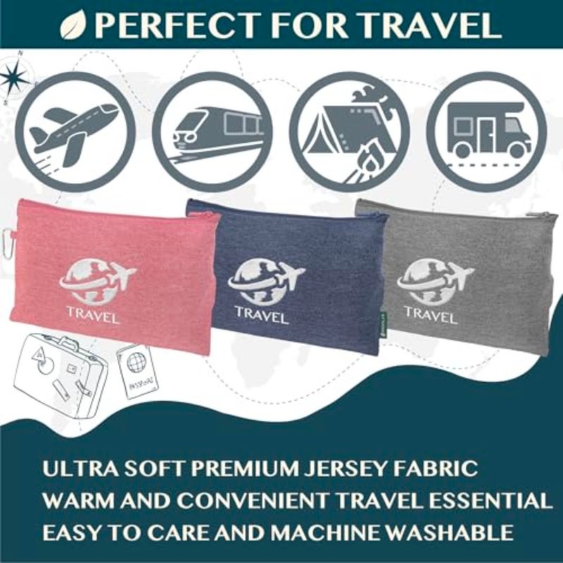 Soft Compact Travel Blanket and Pillow, Foldable Airplane Blanket in Bag, Lightweight Portable Flight Blanket Set with Luggage Strap, Camping Plane Car Home Office Gift Accessories - Image 5