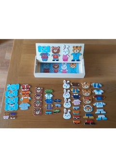 SYOSI Wooden Jigsaw Puzzles Wooden Animal Dress Up Puzzles for Kids Toddler Puzzles Cartoon Animal Dress Up Puzzle Educational Toy for Boys and Girls Age 2-5 Portable and Eco Ideal Gift for Kids  - Image 4