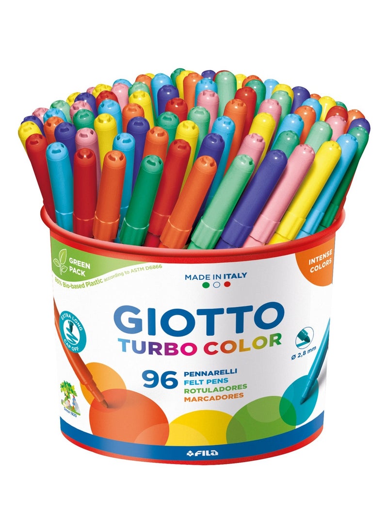 Giotto 96-Piece Turbocolor Fibre Pens In Pot Assorted Colours - Image 1