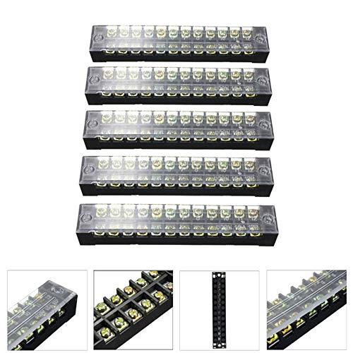 Ovenot Summer-Home 5Pcs 15A 600V 12 Position Covered Dual Row Screw Terminal Barrier Strip Block Connector Bar - Image 3