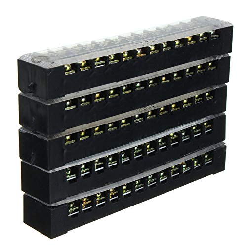 Ovenot Summer-Home 5Pcs 15A 600V 12 Position Covered Dual Row Screw Terminal Barrier Strip Block Connector Bar - Image 5