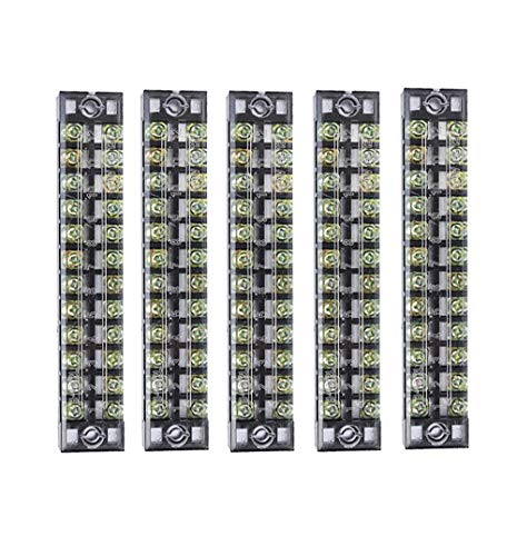 Ovenot Summer-Home 5Pcs 15A 600V 12 Position Covered Dual Row Screw Terminal Barrier Strip Block Connector Bar - Image 1