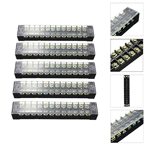 Ovenot Summer-Home 5Pcs 15A 600V 12 Position Covered Dual Row Screw Terminal Barrier Strip Block Connector Bar - Image 4