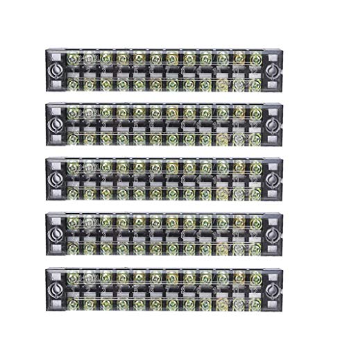 Ovenot Summer-Home 5Pcs 15A 600V 12 Position Covered Dual Row Screw Terminal Barrier Strip Block Connector Bar - Image 2