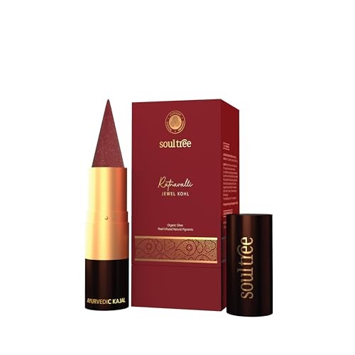SoulTree Ratnavalli Padama Raga Jewel Kohl | Red Ruby Kajal | All-Day Comfort Wear | Pearl Powder & Organic Ghee Enriched | Ayurvedic Formula | 3g - Image 1