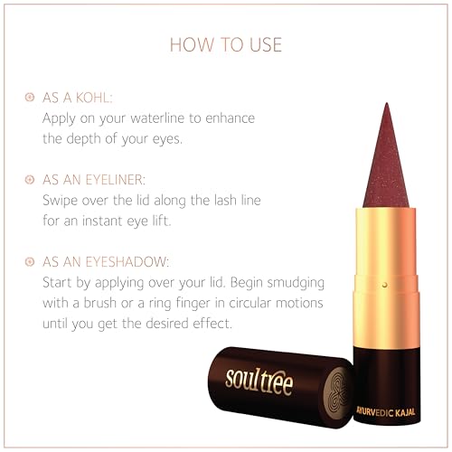 SoulTree Ratnavalli Padama Raga Jewel Kohl | Red Ruby Kajal | All-Day Comfort Wear | Pearl Powder & Organic Ghee Enriched | Ayurvedic Formula | 3g - Image 3