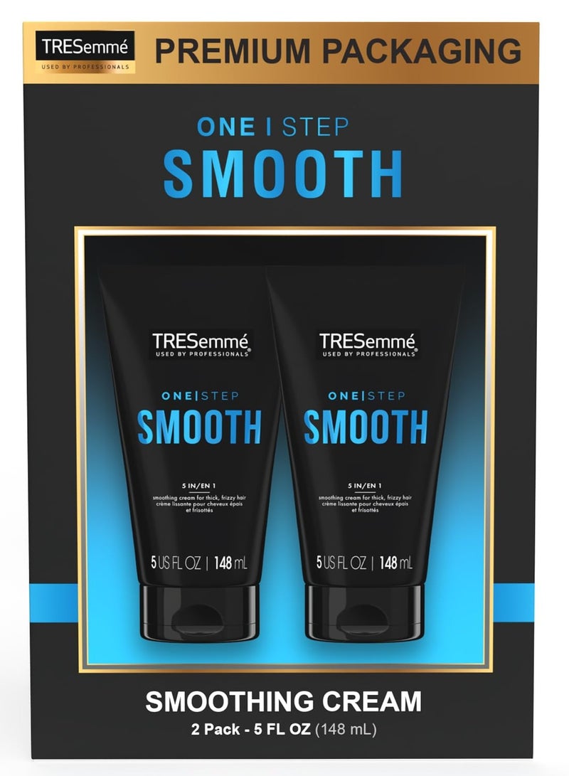 TRESemmé Hair Smoothing Cream 2-Pack - One Step Smooth 5-in-1 Anti-Frizz Hair Products for Thick Hair, Heat Protectant, 5 Oz Ea - Image 2