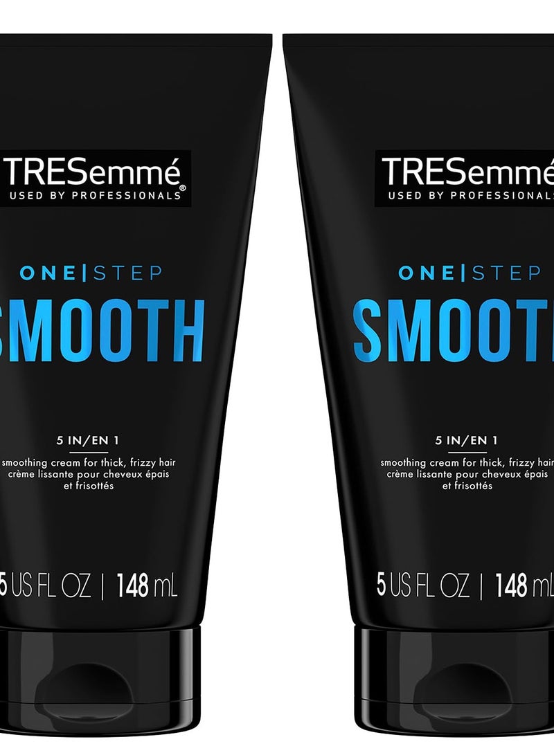 TRESemmé Hair Smoothing Cream 2-Pack - One Step Smooth 5-in-1 Anti-Frizz Hair Products for Thick Hair, Heat Protectant, 5 Oz Ea - Image 1