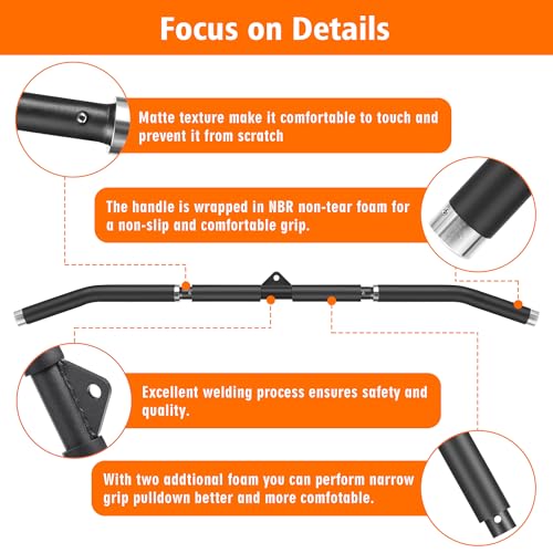 SERTT Upgraded LAT Pulldown Attachments, Removable 14.76/39.37 Inch Short/Wide Grip LAT Pull Down Bar with Non-Slip Handle, Home Gym Tricep Bar Training - Image 3