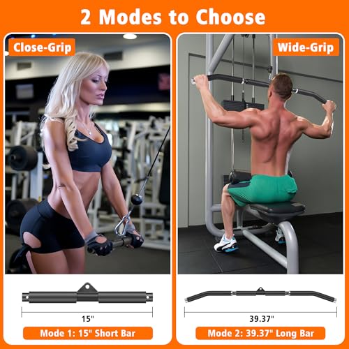 SERTT Upgraded LAT Pulldown Attachments, Removable 14.76/39.37 Inch Short/Wide Grip LAT Pull Down Bar with Non-Slip Handle, Home Gym Tricep Bar Training - Image 5