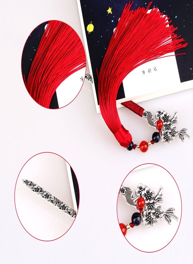 GTHER Chinese Metal Bookmarks with Tassel, Vintage Bookmark Unique Classical Ancient Chinese Hairpin Bookmark with Handmade Silky Tassel for Book Lovers Unique Gift - Image 5