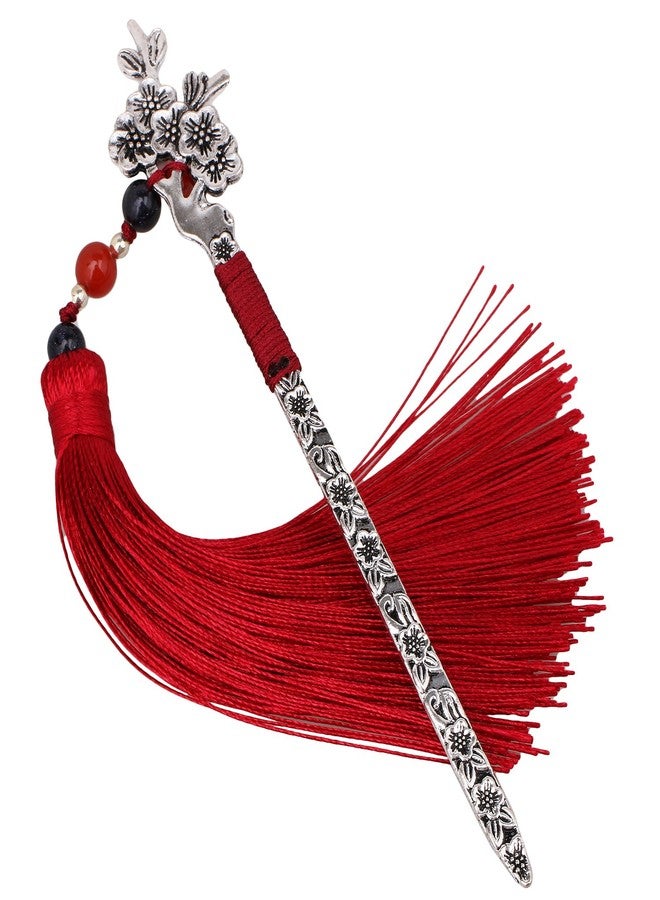 GTHER Chinese Metal Bookmarks with Tassel, Vintage Bookmark Unique Classical Ancient Chinese Hairpin Bookmark with Handmade Silky Tassel for Book Lovers Unique Gift - Image 1