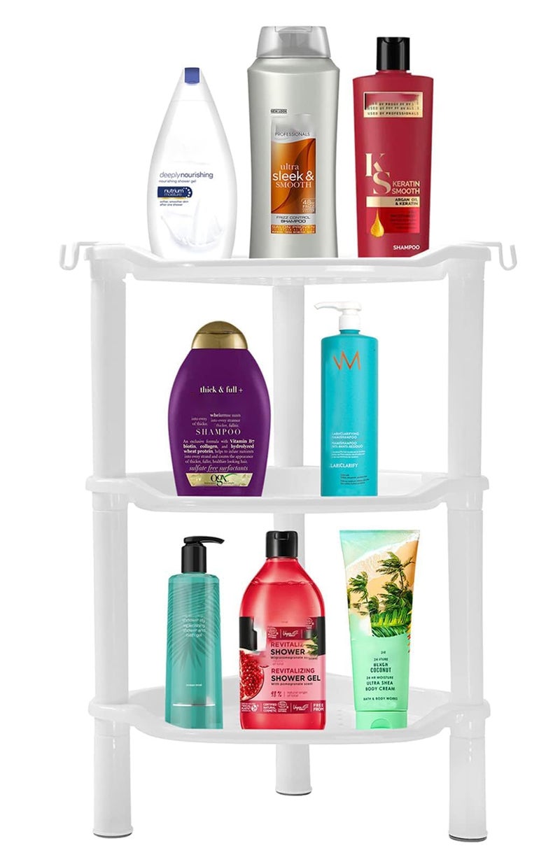 SLZBCY 3 Tier Shower Caddy Organizer Shelf Corner, 13.5 x 10 x 26 Inches, Rustproof, Plastic Shower Rack Stands for Inside Bathroom, Bathtub, Shower pan, White(Round Slot White 3 Tier) - Image 1