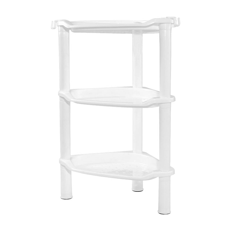 SLZBCY 3 Tier Shower Caddy Organizer Shelf Corner, 13.5 x 10 x 26 Inches, Rustproof, Plastic Shower Rack Stands for Inside Bathroom, Bathtub, Shower pan, White(Round Slot White 3 Tier) - Image 5