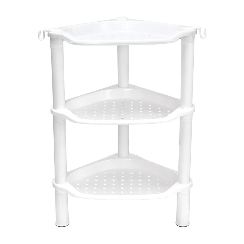 SLZBCY 3 Tier Shower Caddy Organizer Shelf Corner, 13.5 x 10 x 26 Inches, Rustproof, Plastic Shower Rack Stands for Inside Bathroom, Bathtub, Shower pan, White(Round Slot White 3 Tier) - Image 2