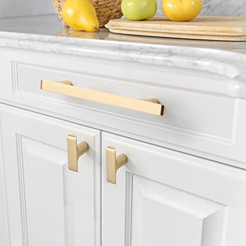 Amerdeco 10 Pack Brushed Gold Cabinet Pulls, 5 Inch(128MM) Hole Centers, Zinc Alloy & Brass, Kitchen Cabinet Handles, Cupboard Handles, Drawer Pulls, ZH0028 - Image 4