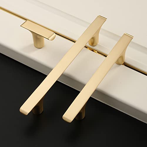Amerdeco 10 Pack Brushed Gold Cabinet Pulls, 5 Inch(128MM) Hole Centers, Zinc Alloy & Brass, Kitchen Cabinet Handles, Cupboard Handles, Drawer Pulls, ZH0028 - Image 3