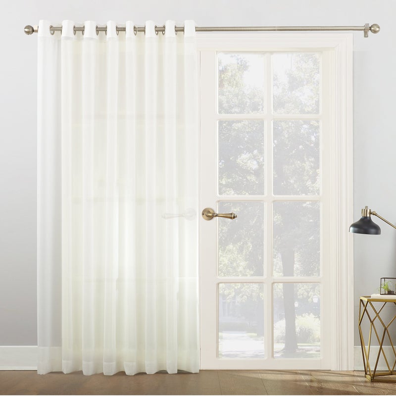 No 918  50985 Emily ExtraWide Sheer Voile Sliding Patio Door Curtain Panel 100 x 84 Ivory