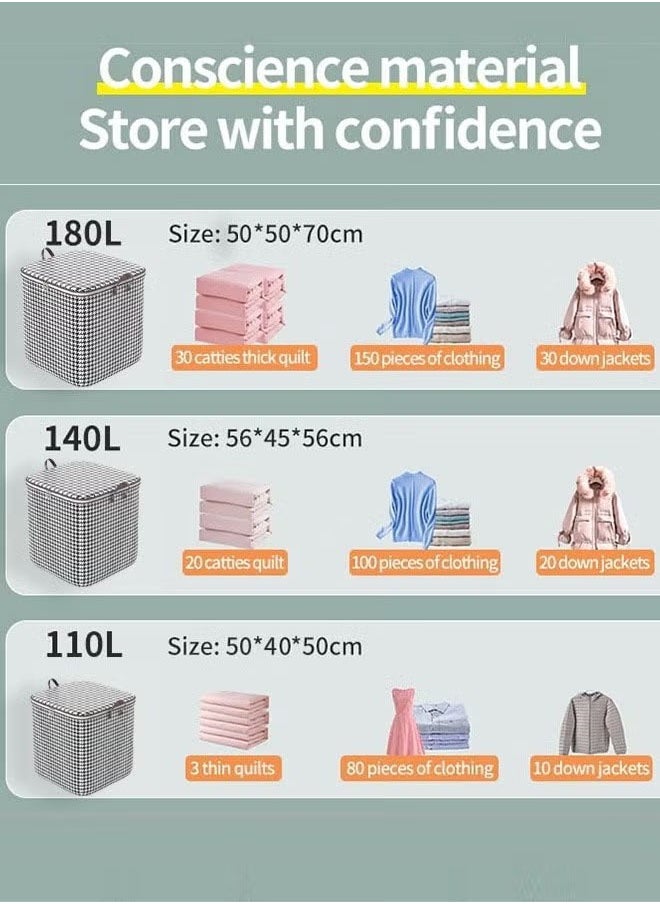 HQ-GAMING Large Capacity Storage Bag Foldable Closet Organizers Storage Containers with Durable Handle/Zipper Waterproof Clothes Storage Box for Clothing Blanket Bed Sheets Pillows and Toys 180L Brown  - Image 2