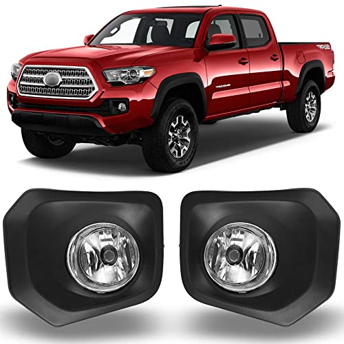 CPW Fog Lights Compatible with [2016 2017 2018 2019 2020 2021 2022 Toyota Tacoma] Clear Lens Bumper Driving Fog Lights Pair + Wiring + Switch Kit - Image 1