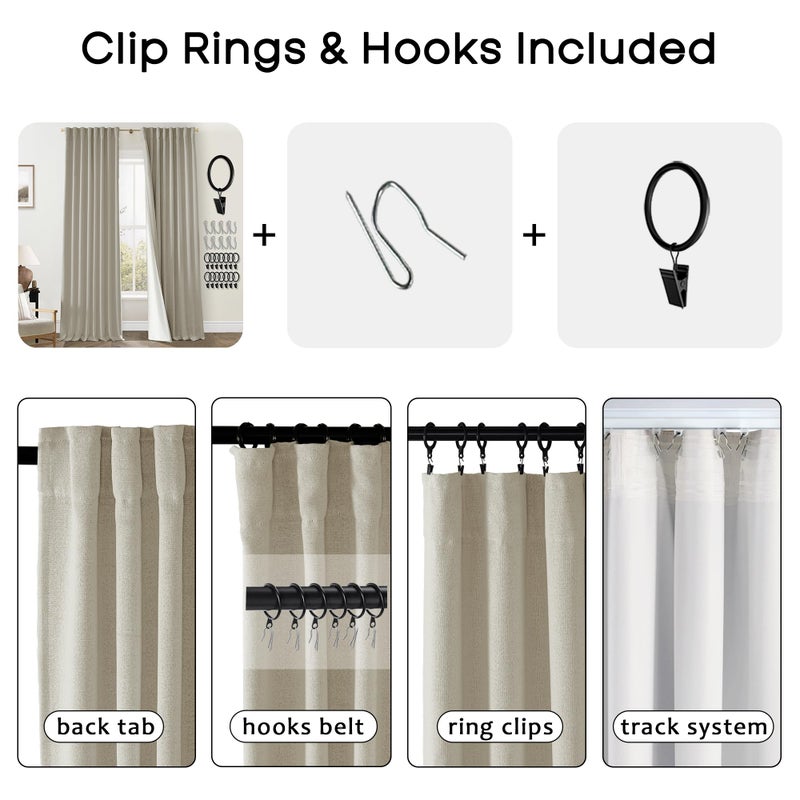 PANELSBURG Warm Taupe Linen Blackout Curtains for Living Room 84 Inch Length 2 Panels Set Neutral Thermal Pleated Drapes Black Out Curtain for Bedroom Windows 84 Inches Long - Image 2