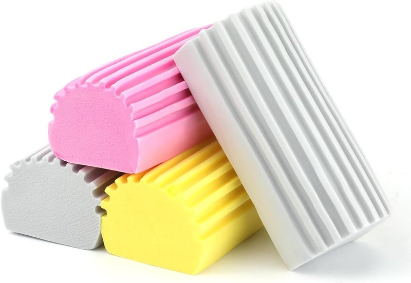 4-Pack Damp Clean Duster Sponge, Multifunctional Reusable Non-Scratch Damp Duster Scrub Daddy, Magic Sponge Eraser Brush for Cleaning Blinds, Glass, Baseboards, Vents, Railings, Mirrors, Faucets - Image 1