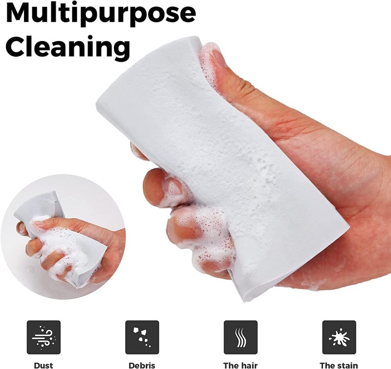 4-Pack Damp Clean Duster Sponge, Multifunctional Reusable Non-Scratch Damp Duster Scrub Daddy, Magic Sponge Eraser Brush for Cleaning Blinds, Glass, Baseboards, Vents, Railings, Mirrors, Faucets - Image 2