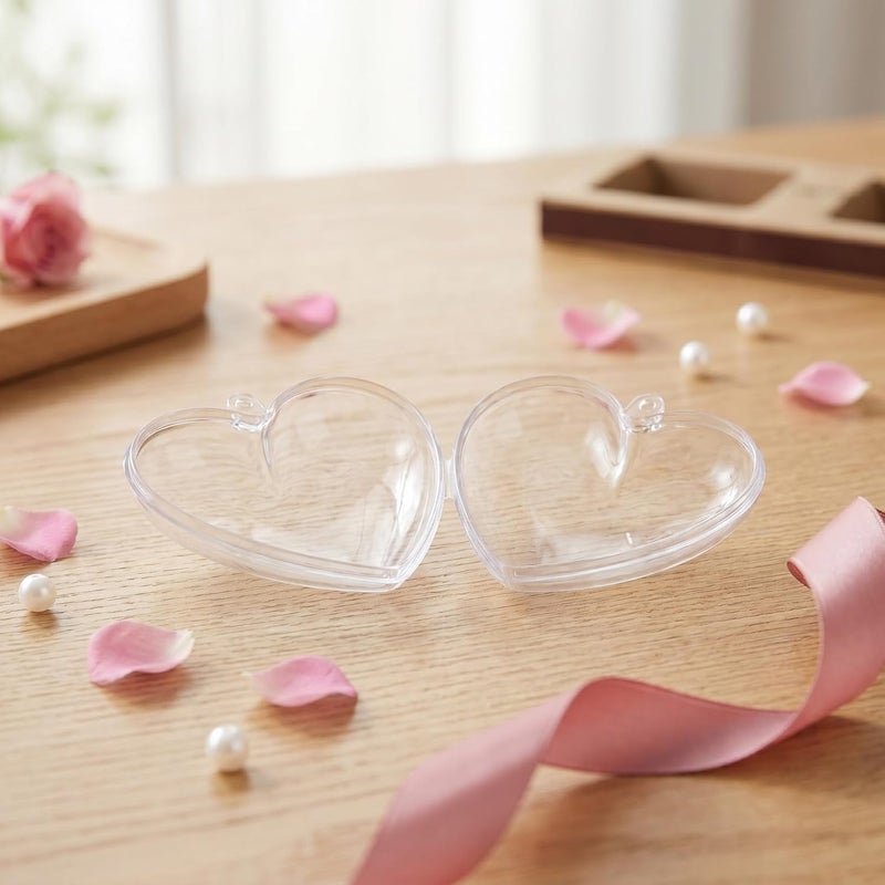 LUOEM 10pcs Clear Plastic Acrylic Fillable Hearts Shape Box DIY Craft Hanging Ornament for Wedding Engagement Anniversary Party Decor - Image 3