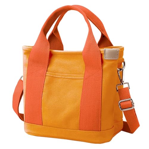 MINGRI Large Canvas Tote Bag, Orange, Waterproof, Zipper, 6 Pockets, Women's Tote Bag with Compartments, Crossbody Shoulder Bag for Work or Travel - Image 1