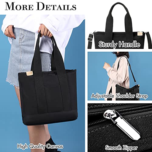 MINGRI Large Canvas Tote Bag, Orange, Waterproof, Zipper, 6 Pockets, Women's Tote Bag with Compartments, Crossbody Shoulder Bag for Work or Travel - Image 4