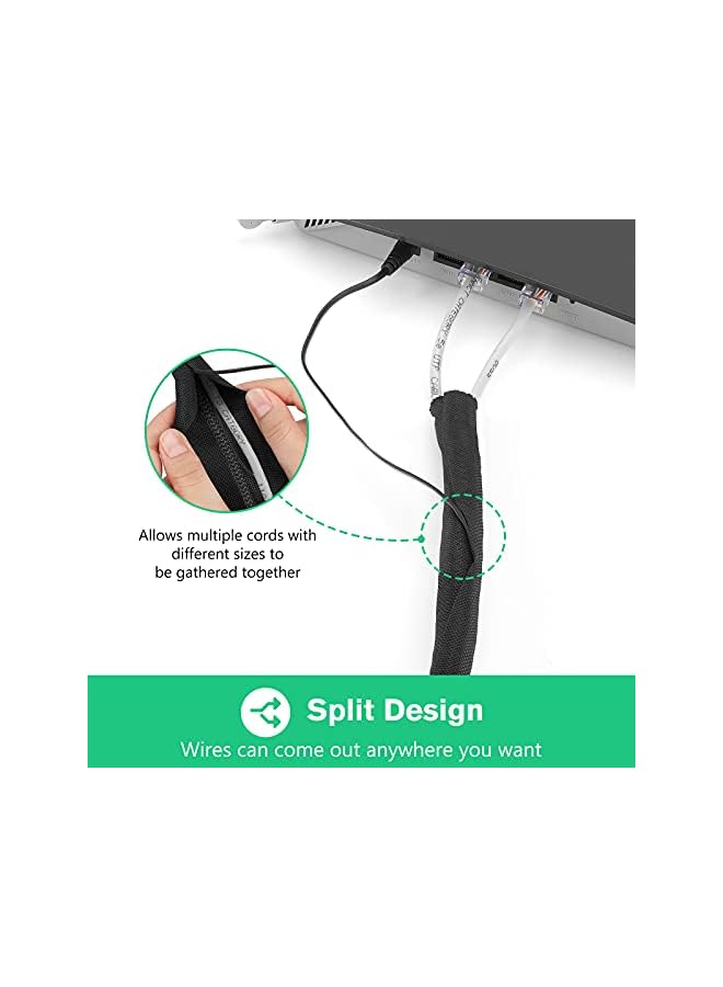 JOTO 26ft - 1/2 inch Cable Sleeve Cord Management, Woven Mesh Expandable Braided Wire Loom Tubing Sleeving Split Wrap Cover for TV Audio Computer Home Office Automobile Protect Pet from Chewing –Black - Image 2