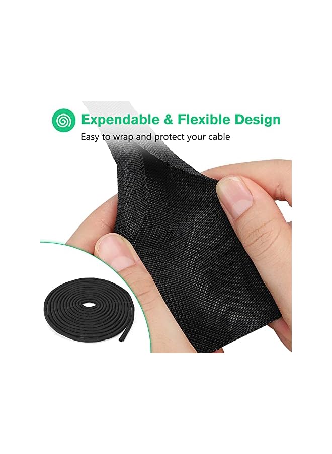 JOTO 26ft - 1/2 inch Cable Sleeve Cord Management, Woven Mesh Expandable Braided Wire Loom Tubing Sleeving Split Wrap Cover for TV Audio Computer Home Office Automobile Protect Pet from Chewing –Black - Image 3