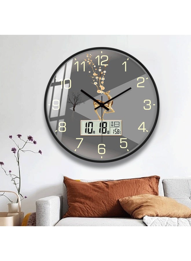 Peng Chuang Pengchuang Radio-controlled Wall Clock With Automatic Time Calibration, Calendar, Modern Minimalist Luxury Living Room Home Wall Clock - Image 1