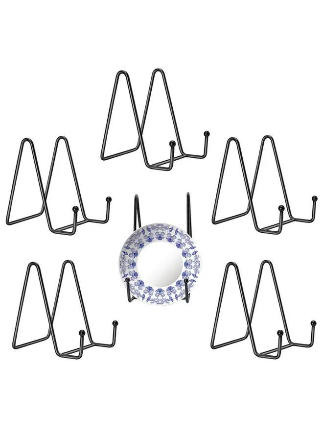 Black Set Of 7 Metal Plate Stands 3 Inch Display Holder For Books Pictures Photos - Image 1