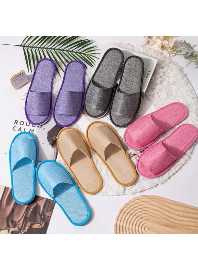 5 Pairs Disposable Adult Guests Slippers Closed Toe Bulk for Shoeless Home Multicolor Cotton Slipper for Indoor Hotel Spa Travel - Image 2