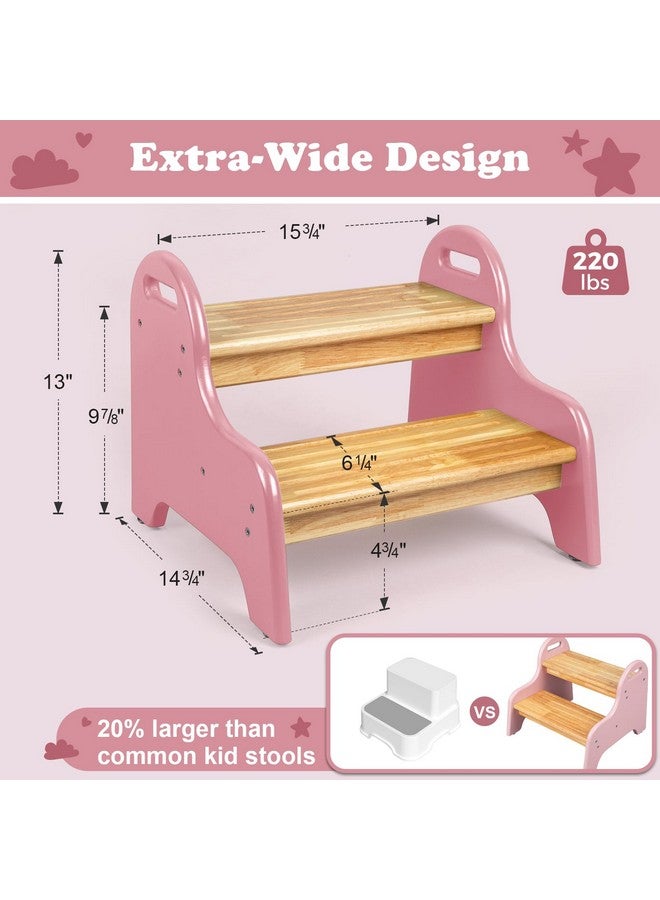 StrongTek Kids 2 Step Stool, Rubber Wood Step Children Stool, Safe & Sturdy, Ideal for Bathroom, Kitchen, Home Use, Durable, Non-Slip, Child Safety, Foot Stool, Toddler Step Stool, Easy to Clean - Image 2
