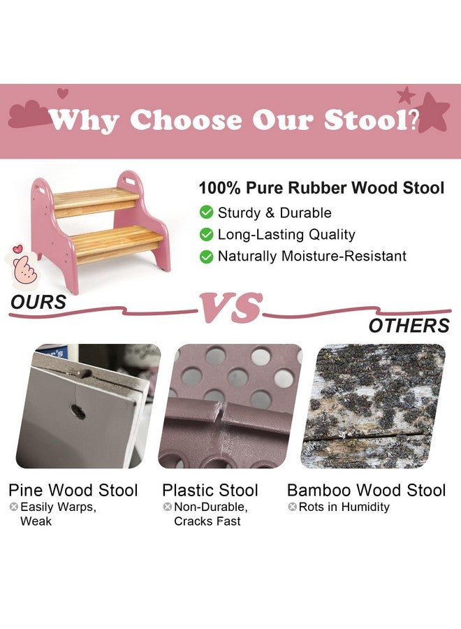 StrongTek Kids 2 Step Stool, Rubber Wood Step Children Stool, Safe & Sturdy, Ideal for Bathroom, Kitchen, Home Use, Durable, Non-Slip, Child Safety, Foot Stool, Toddler Step Stool, Easy to Clean - Image 4