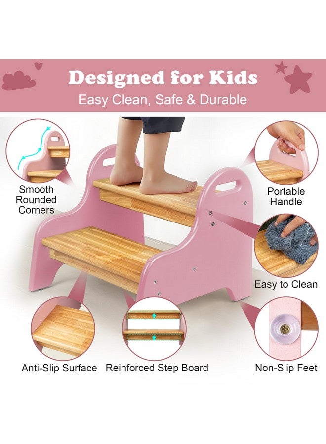 StrongTek Kids 2 Step Stool, Rubber Wood Step Children Stool, Safe & Sturdy, Ideal for Bathroom, Kitchen, Home Use, Durable, Non-Slip, Child Safety, Foot Stool, Toddler Step Stool, Easy to Clean - Image 3