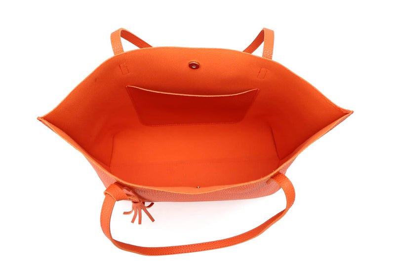 Dreubea Women's Soft Faux Leather Tote Shoulder Bag from, Big Capacity Tassel Handbag Orange - Image 5