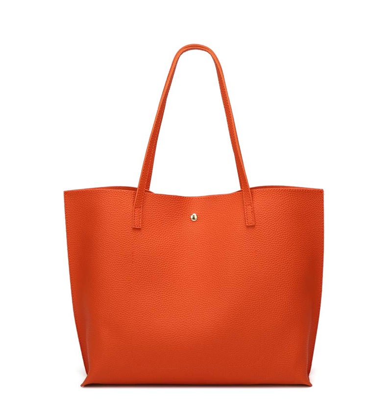 Dreubea Women's Soft Faux Leather Tote Shoulder Bag from, Big Capacity Tassel Handbag Orange - Image 3