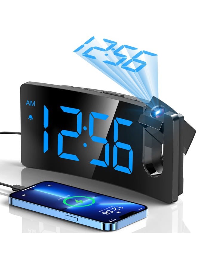 GOLOZA Projection Alarm Clocks Bedside, Digital Clock with 180° Projector, 3-Level Brightness Dimmer, LED Display, USB Charger, Progressive Volume, 9mins Snooze, Digital Alarm Clock for Bedroom - Image 1