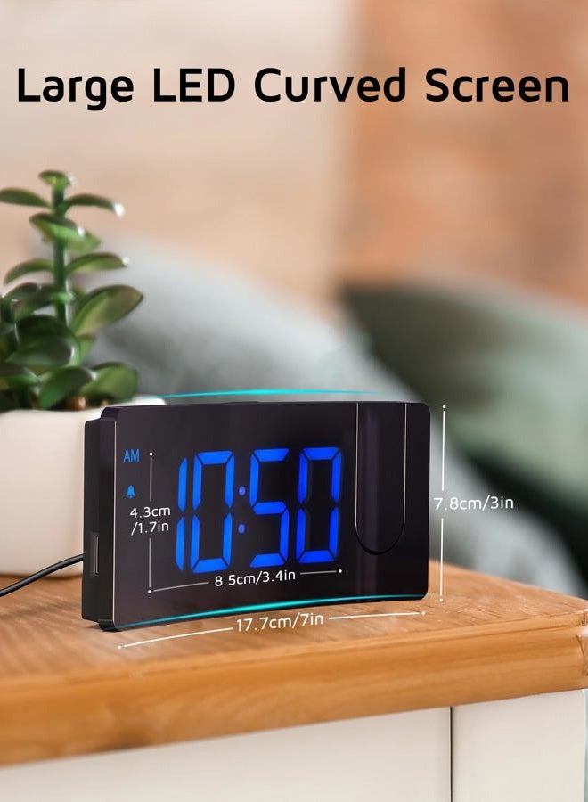 GOLOZA Projection Alarm Clocks Bedside, Digital Clock with 180° Projector, 3-Level Brightness Dimmer, LED Display, USB Charger, Progressive Volume, 9mins Snooze, Digital Alarm Clock for Bedroom - Image 5
