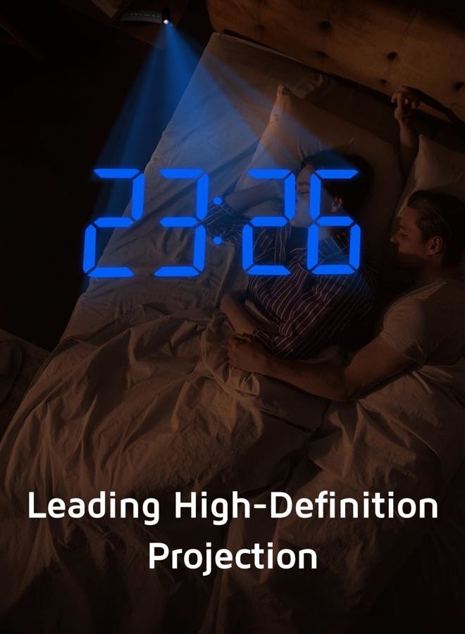 GOLOZA Projection Alarm Clocks Bedside, Digital Clock with 180° Projector, 3-Level Brightness Dimmer, LED Display, USB Charger, Progressive Volume, 9mins Snooze, Digital Alarm Clock for Bedroom - Image 2